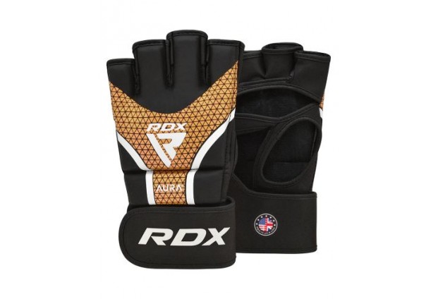 Граплинг ръкавици RDX - Aura T-17 Plus, черни/златисти