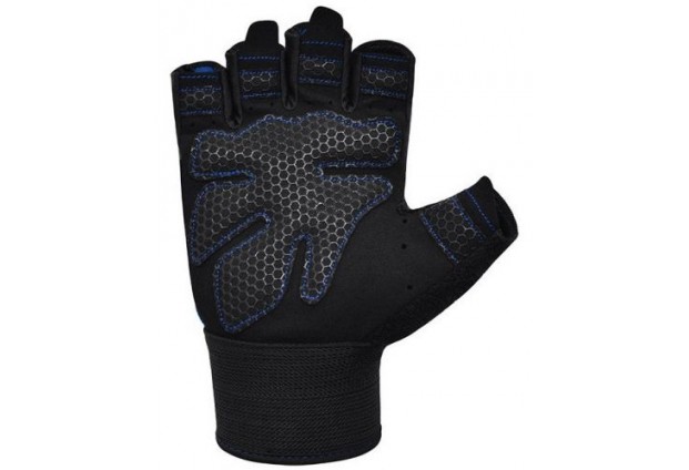 Фитнес ръкавици RDX - W1 Half Plus, сини