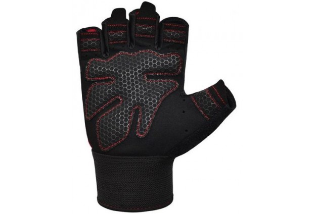 Фитнес ръкавици RDX - W1 Half Plus, червени